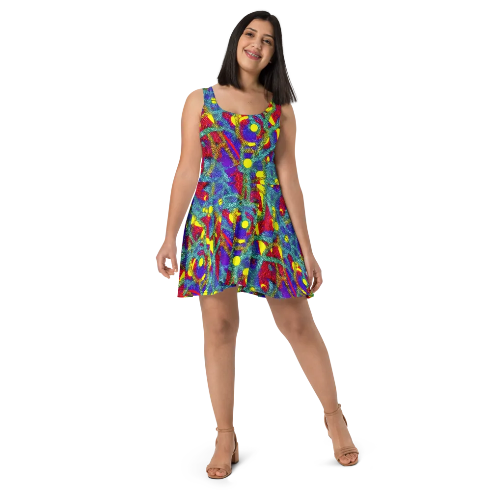 Chromatic Safari on Skater Dress — Front