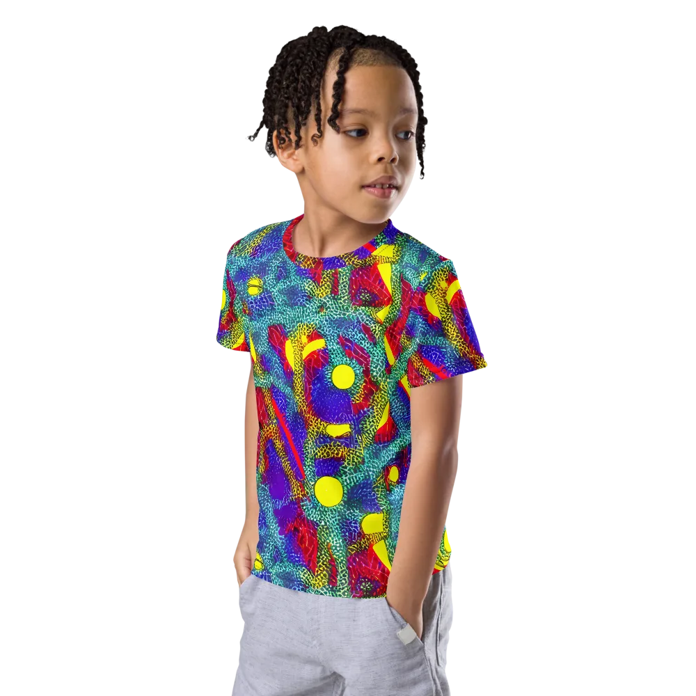 Chromatic Safari on Kids Crew Neck T-Shirt — Left Front
