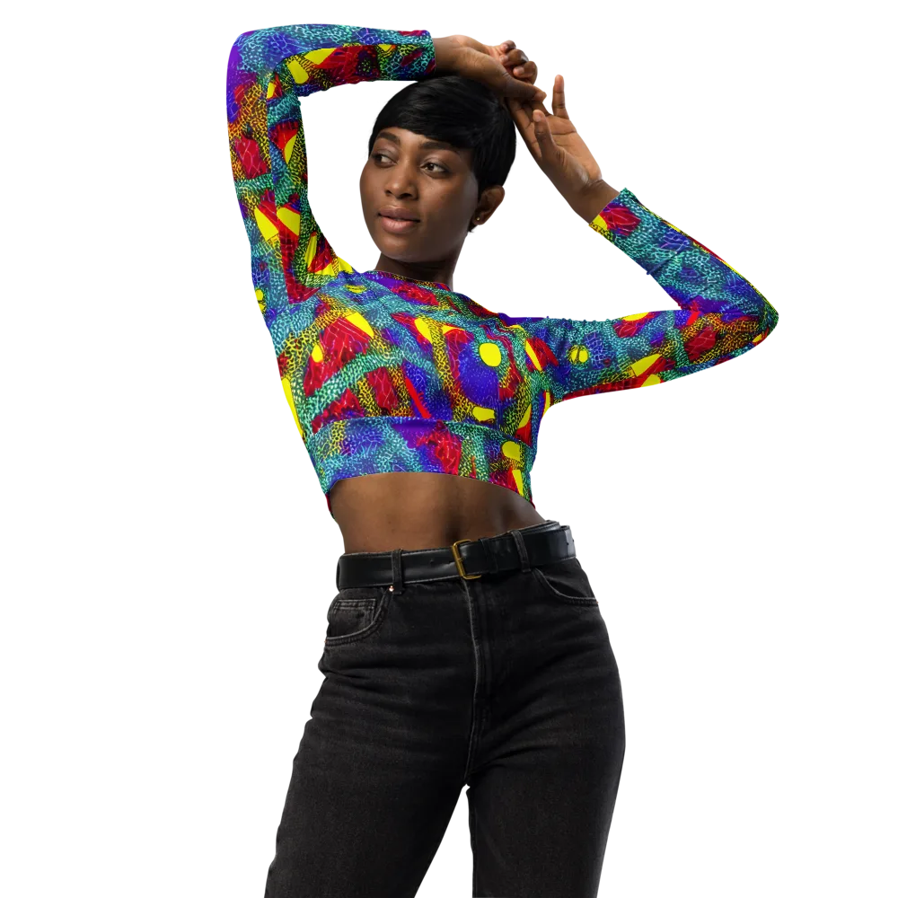 Chromatic Safari on Long Sleeve Crop Top — Front