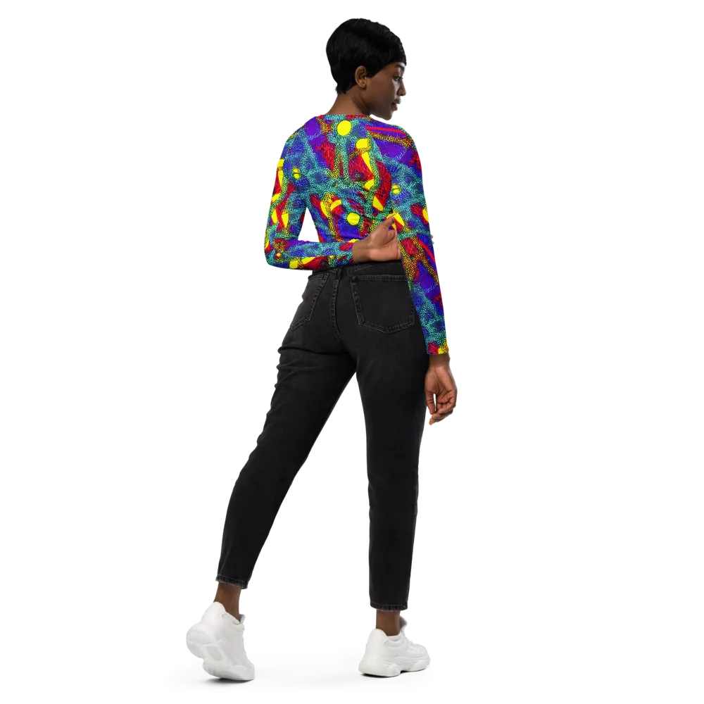 Chromatic Safari on Long Sleeve Crop Top — Right Back