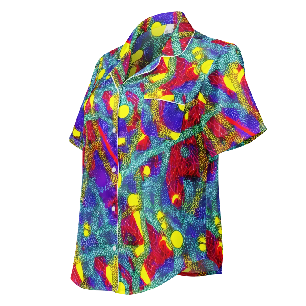 Chromatic Safari on Women's Short Sleeve Pajama Top — Left Front