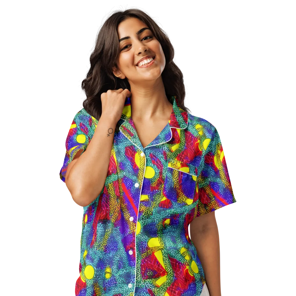 Chromatic Safari on Women's Short Sleeve Pajama Top — Front