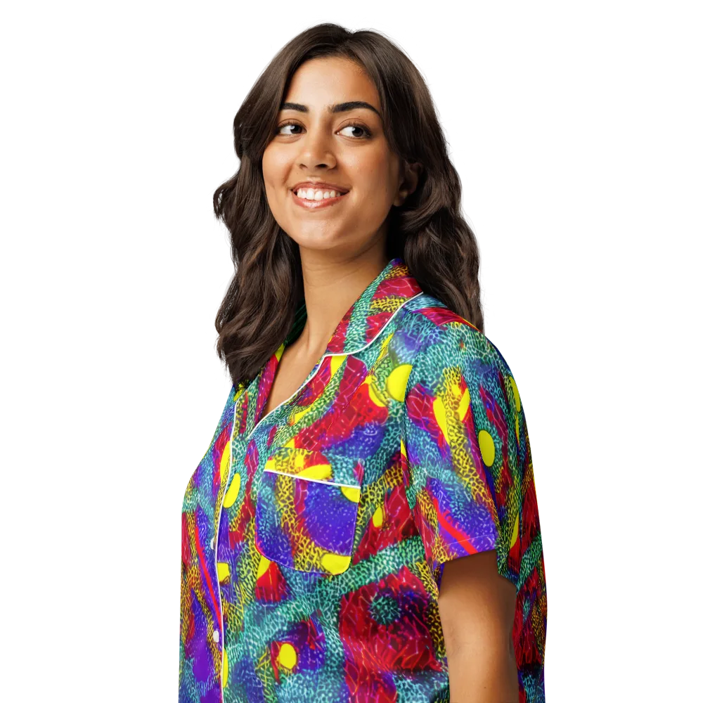 Chromatic Safari on Women's Short Sleeve Pajama Top — Left Front
