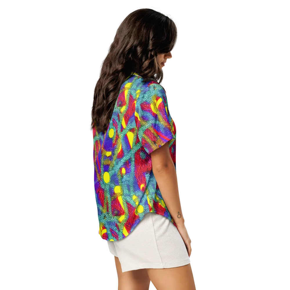Chromatic Safari on Women's Short Sleeve Pajama Top — Right Back