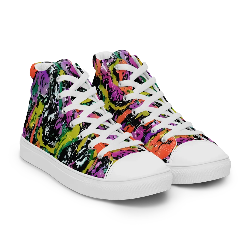 Chromatic Uproar on Women's High Top Canvas Shoes — Right Front