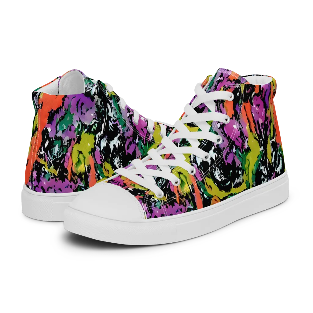 Chromatic Uproar on Women's High Top Canvas Shoes — Left
