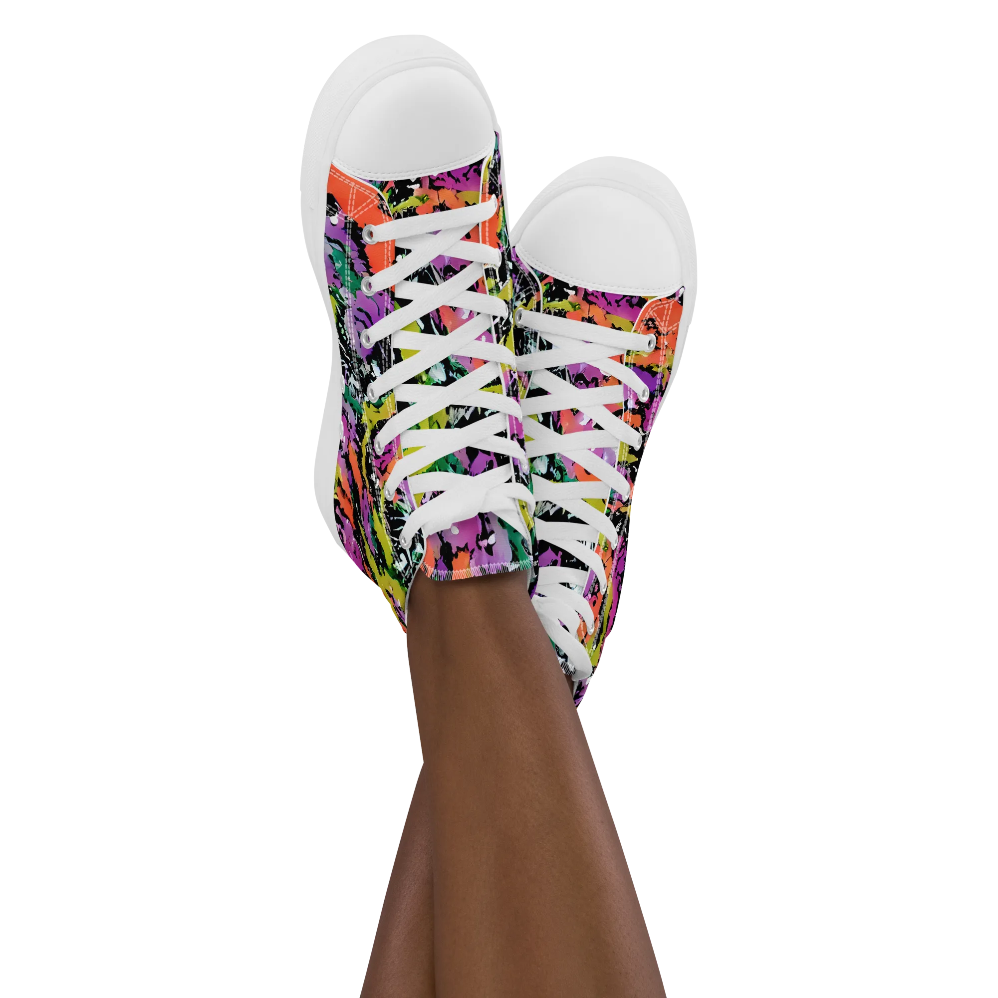 Chromatic Uproar on Women's High Top Canvas Shoes — Front