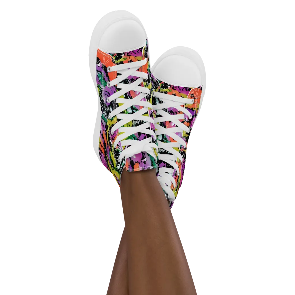 Chromatic Uproar on Women's High Top Canvas Shoes — Front