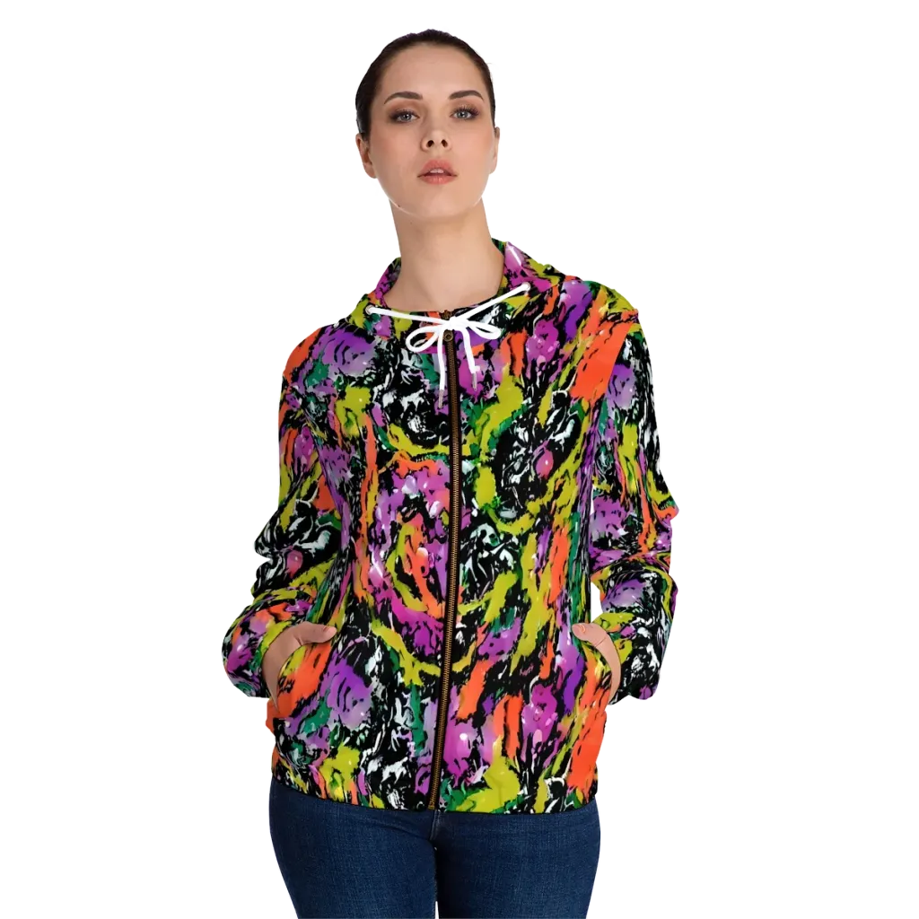 Chromatic Uproar on Women's Full-Zip Hoodie — Front On Person