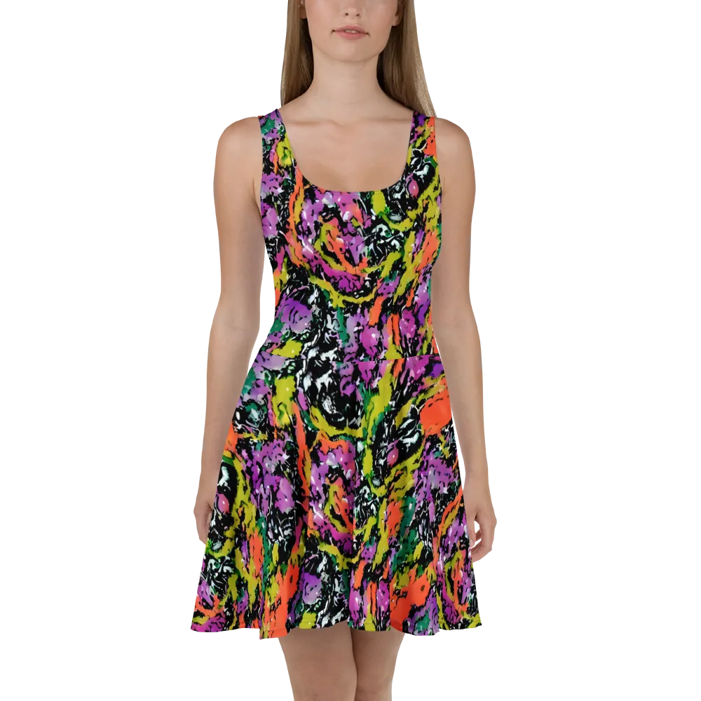 Chromatic Uproar on Skater Dress — Front