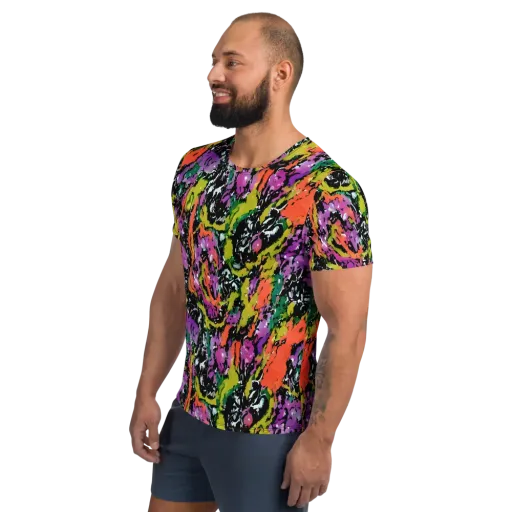 Chromatic Uproar on a Men's Athletic T-Shirt
