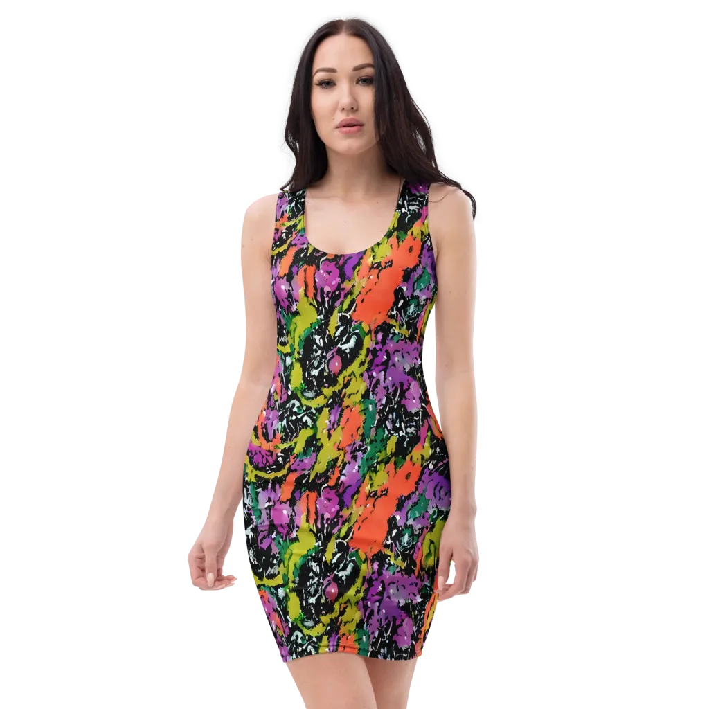 Chromatic Uproar on Bodycon Dress — Front