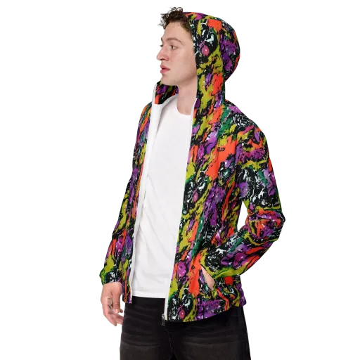 Chromatic Uproar on a Men's Windbreaker