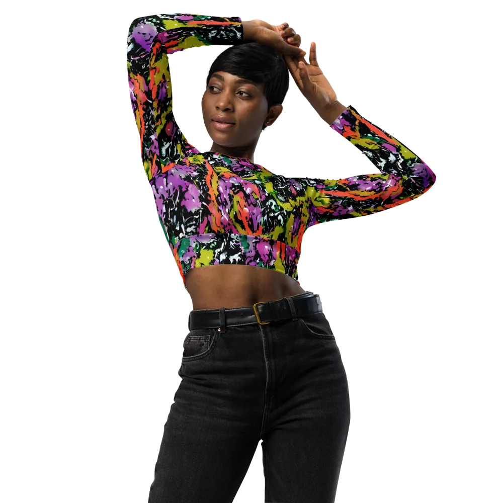 Chromatic Uproar on Long Sleeve Crop Top — Front