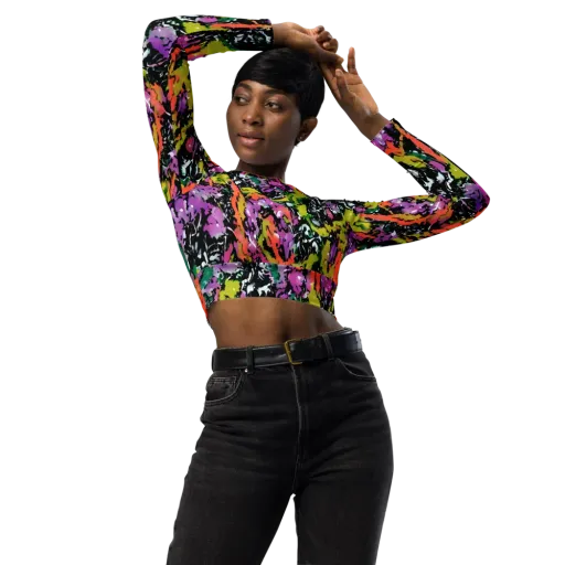 Chromatic Uproar on a Long Sleeve Crop Top