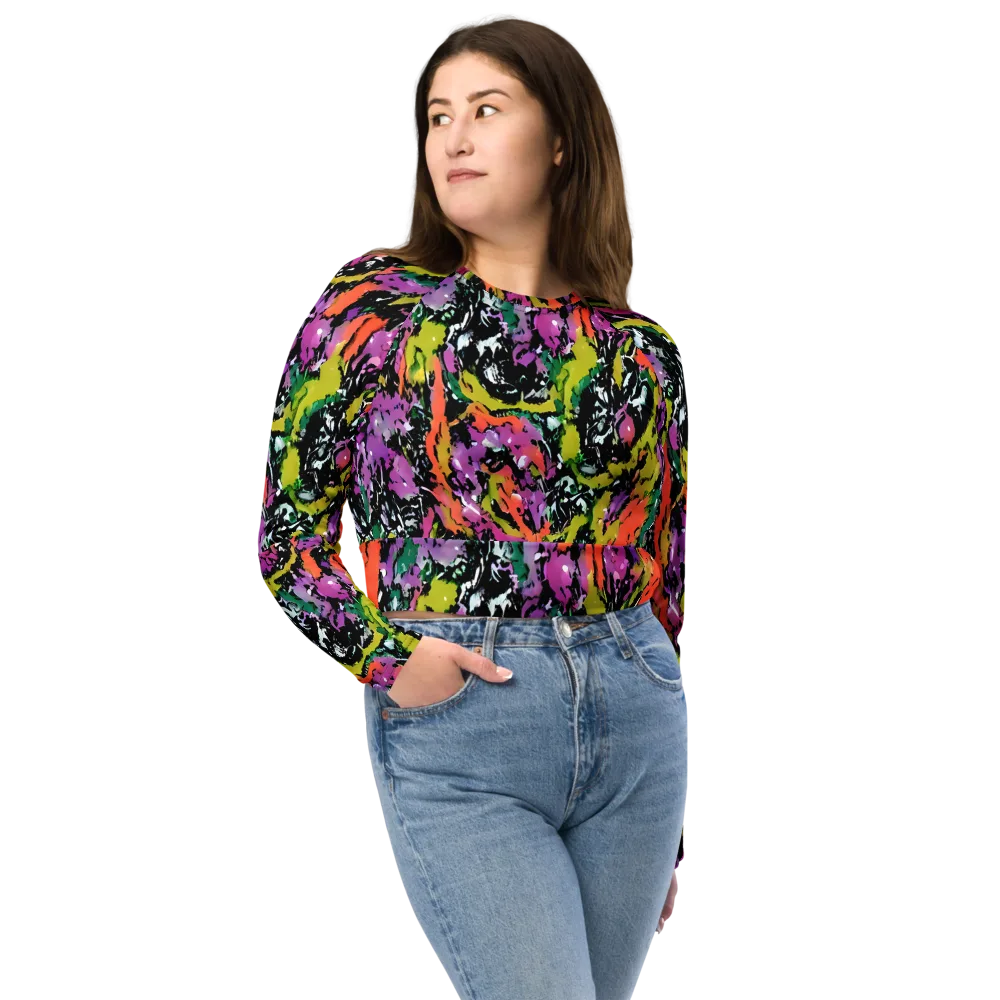 Chromatic Uproar on Long Sleeve Crop Top — Front