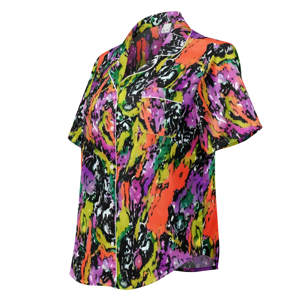 Chromatic Uproar on Women's Short Sleeve Pajama Top — Left Front