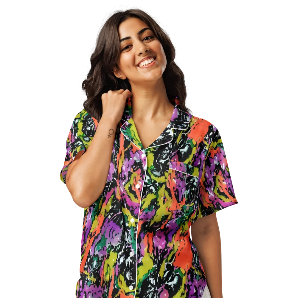 Chromatic Uproar on Women's Short Sleeve Pajama Top — Front