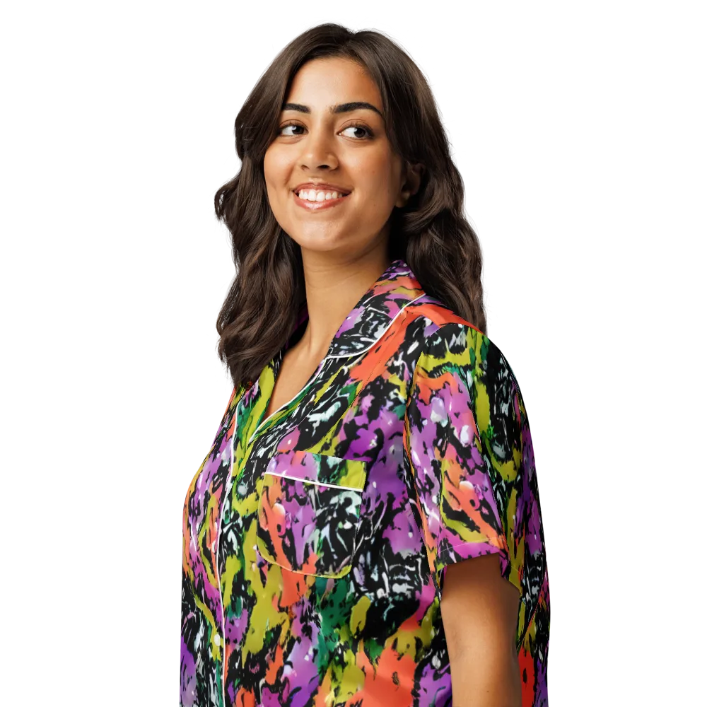 Chromatic Uproar on Women's Short Sleeve Pajama Top — Left Front