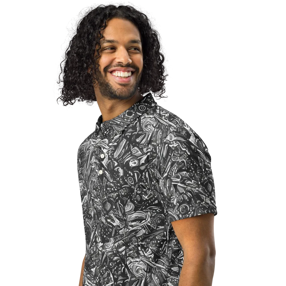 Obsidian Riddle on Men's Slim Fit Polo Shirt — Left Front
