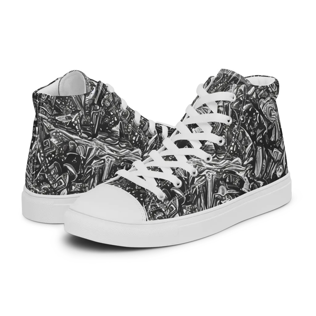 Obsidian Riddle on Men's High Top Canvas Shoes — Left