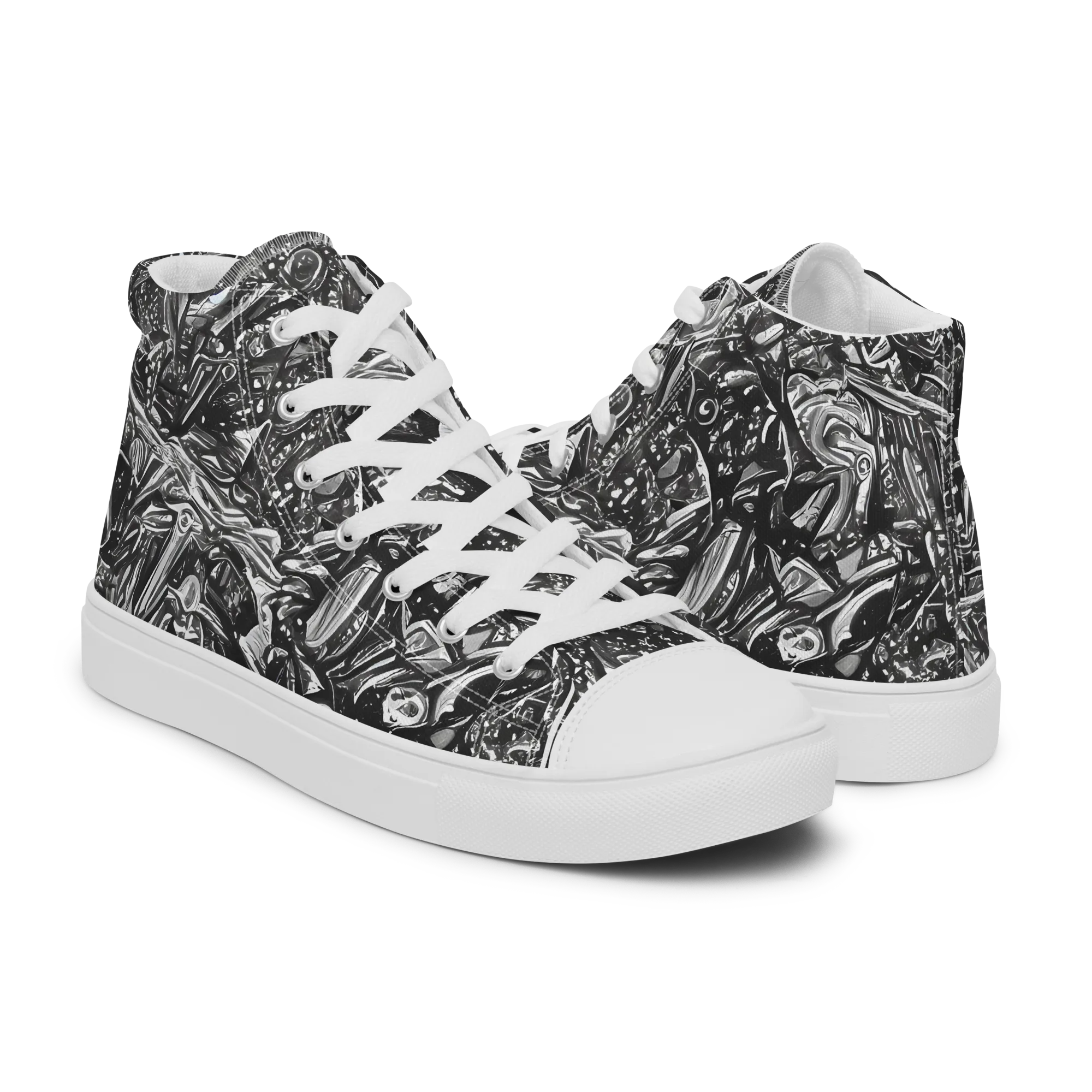 Obsidian Riddle on Men's High Top Canvas Shoes — Right