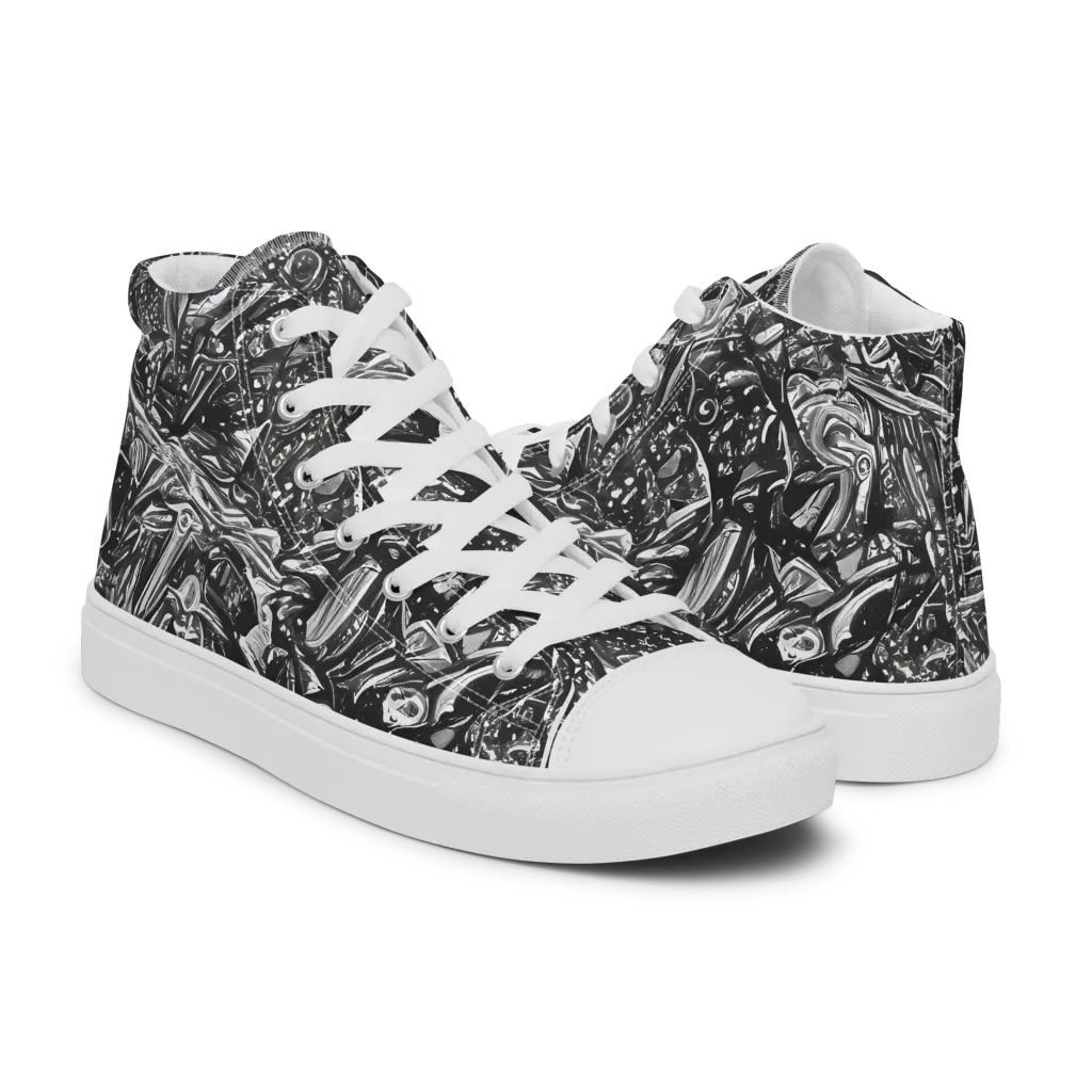 Obsidian Riddle on Men's High Top Canvas Shoes — Right
