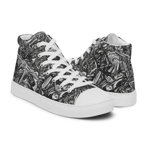 Obsidian Riddle on a Men's High Top Canvas Shoes