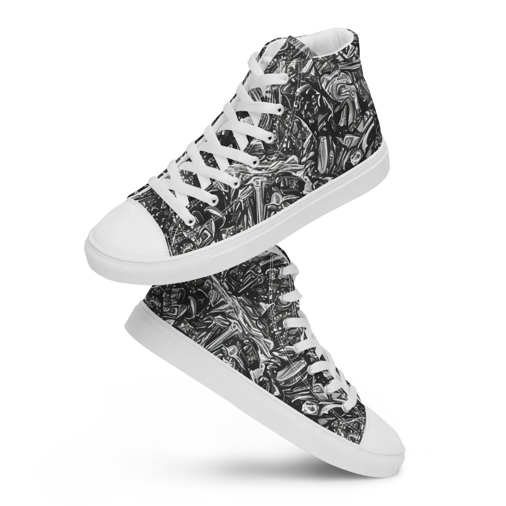 Obsidian Riddle on Men's High Top Canvas Shoes — Front
