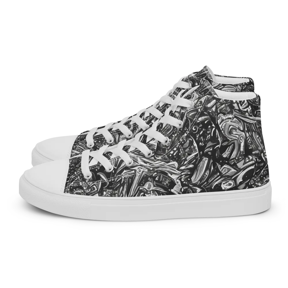 Obsidian Riddle on Women's High Top Canvas Shoes — Left