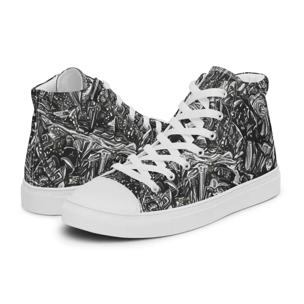 Obsidian Riddle on Women's High Top Canvas Shoes — Left