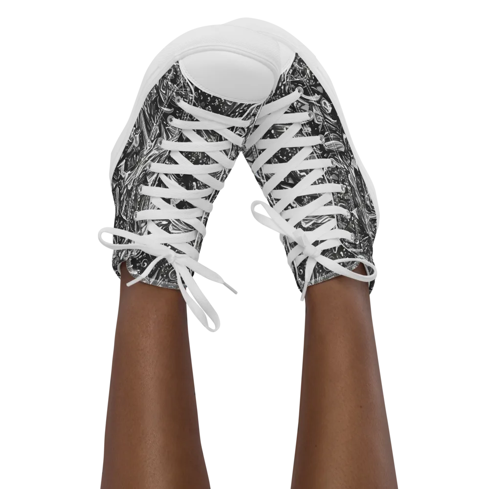 Obsidian Riddle on Women's High Top Canvas Shoes — Front