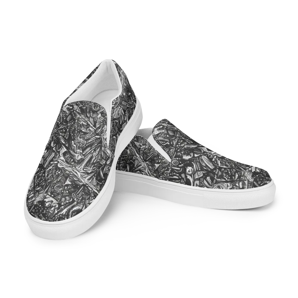 Obsidian Riddle on Men's Slip-On Canvas Shoes — Left Front