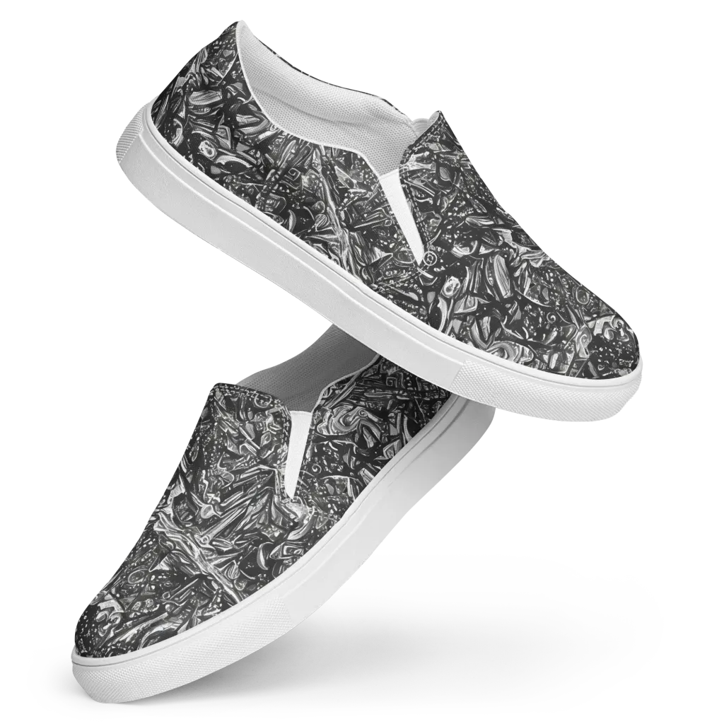 Obsidian Riddle on Women's Slip-On Canvas Shoes — Front