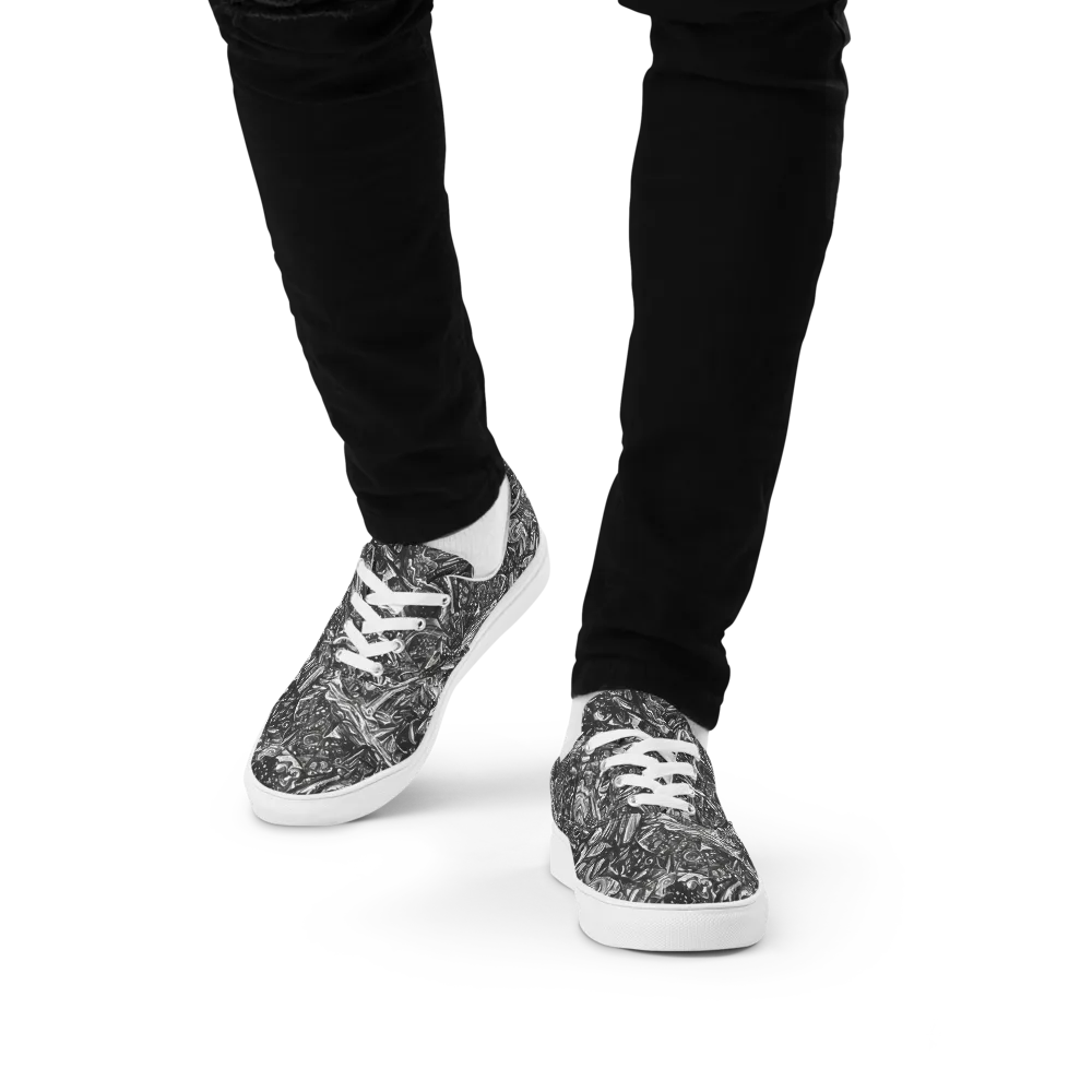 Obsidian Riddle on Men's Lace-Up Canvas Shoes — Front