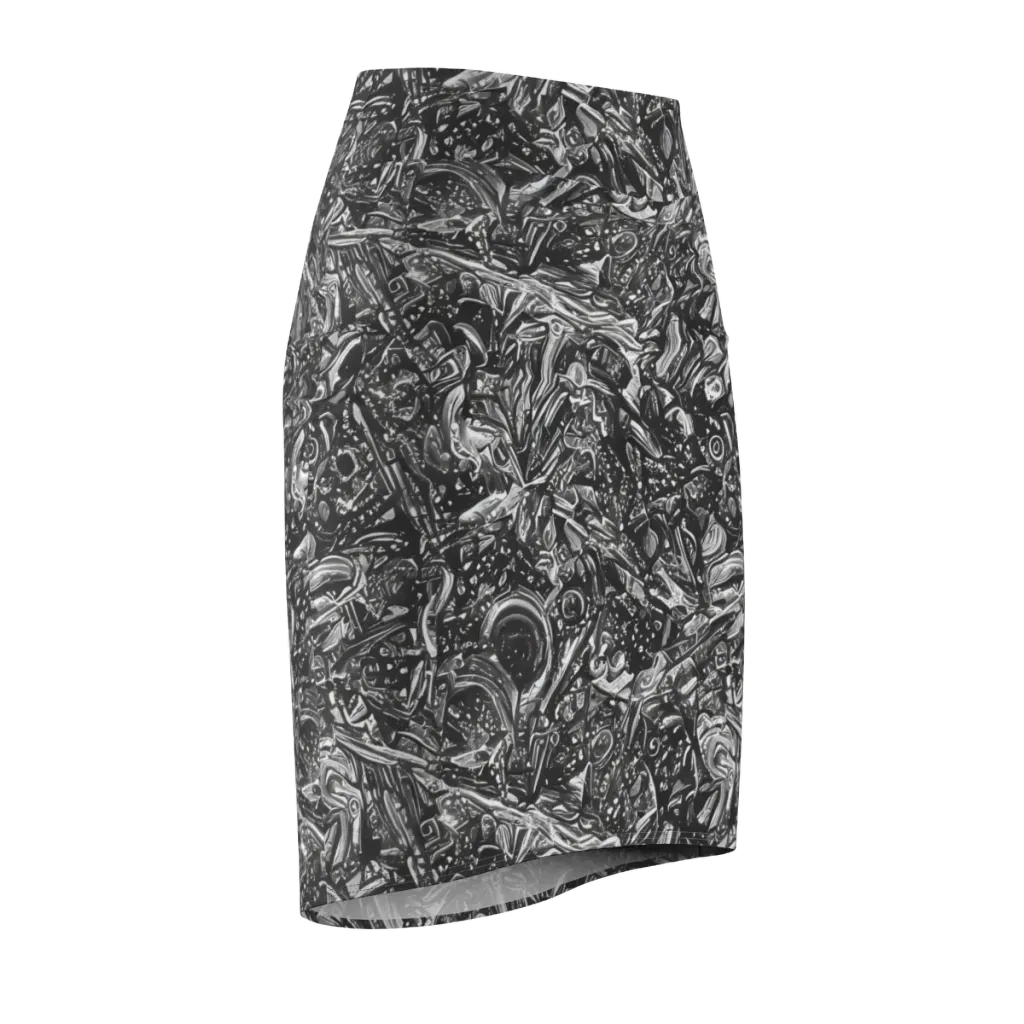 Obsidian Riddle on Pencil Skirt — Front Side