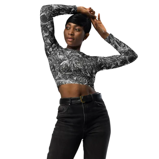 Obsidian Riddle on a Long Sleeve Crop Top