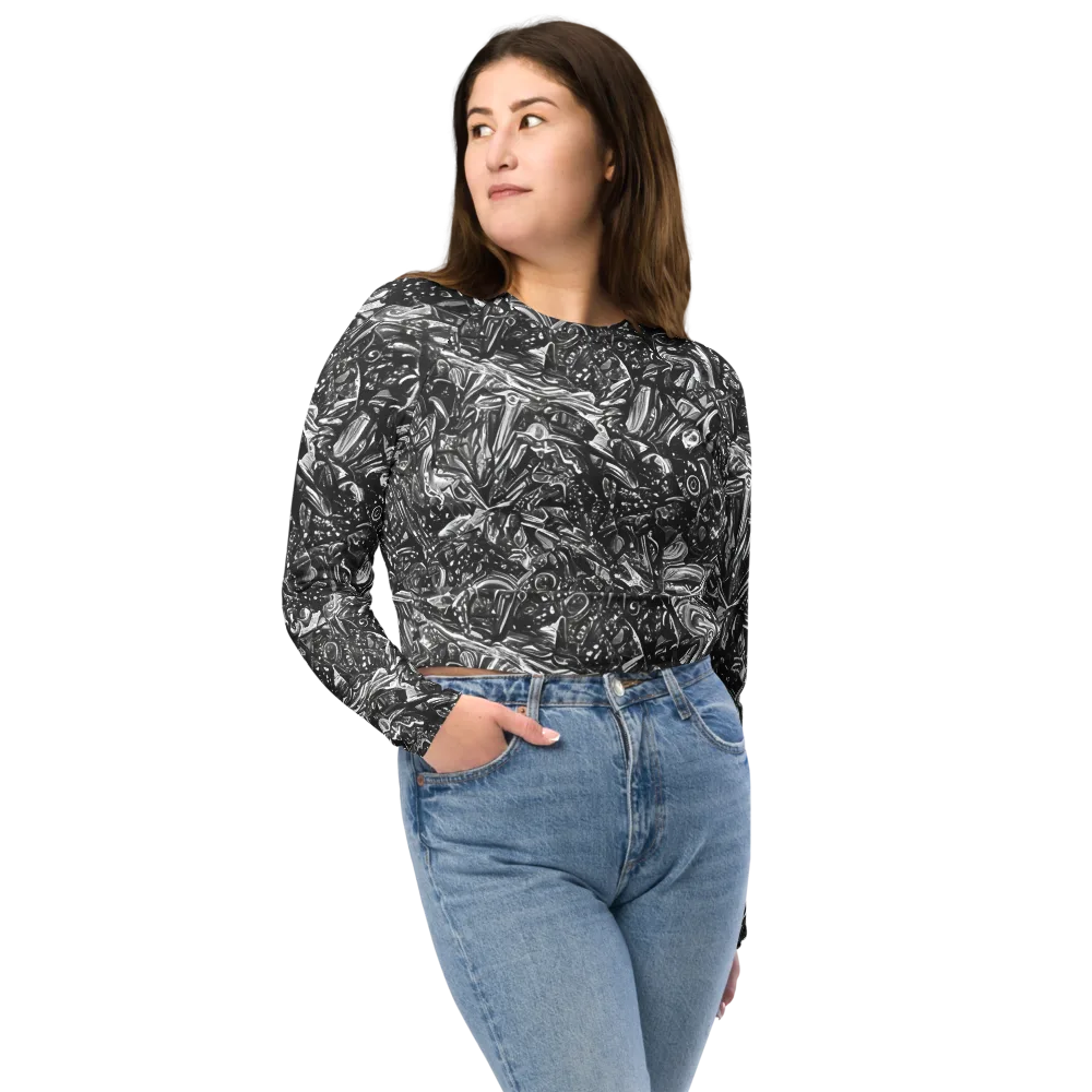 Obsidian Riddle on Long Sleeve Crop Top — Front