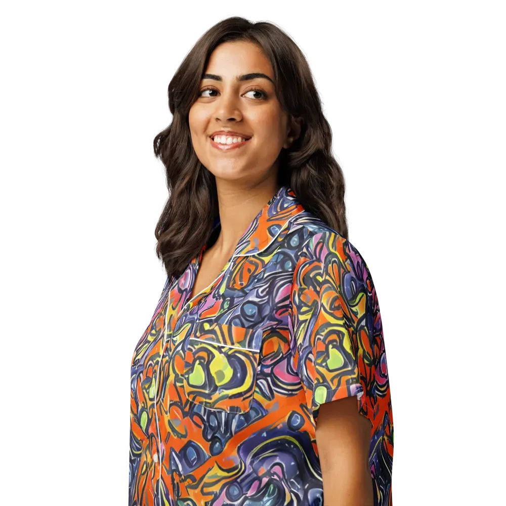 Molten Pop on Women's Short Sleeve Pajama Top — Left Front