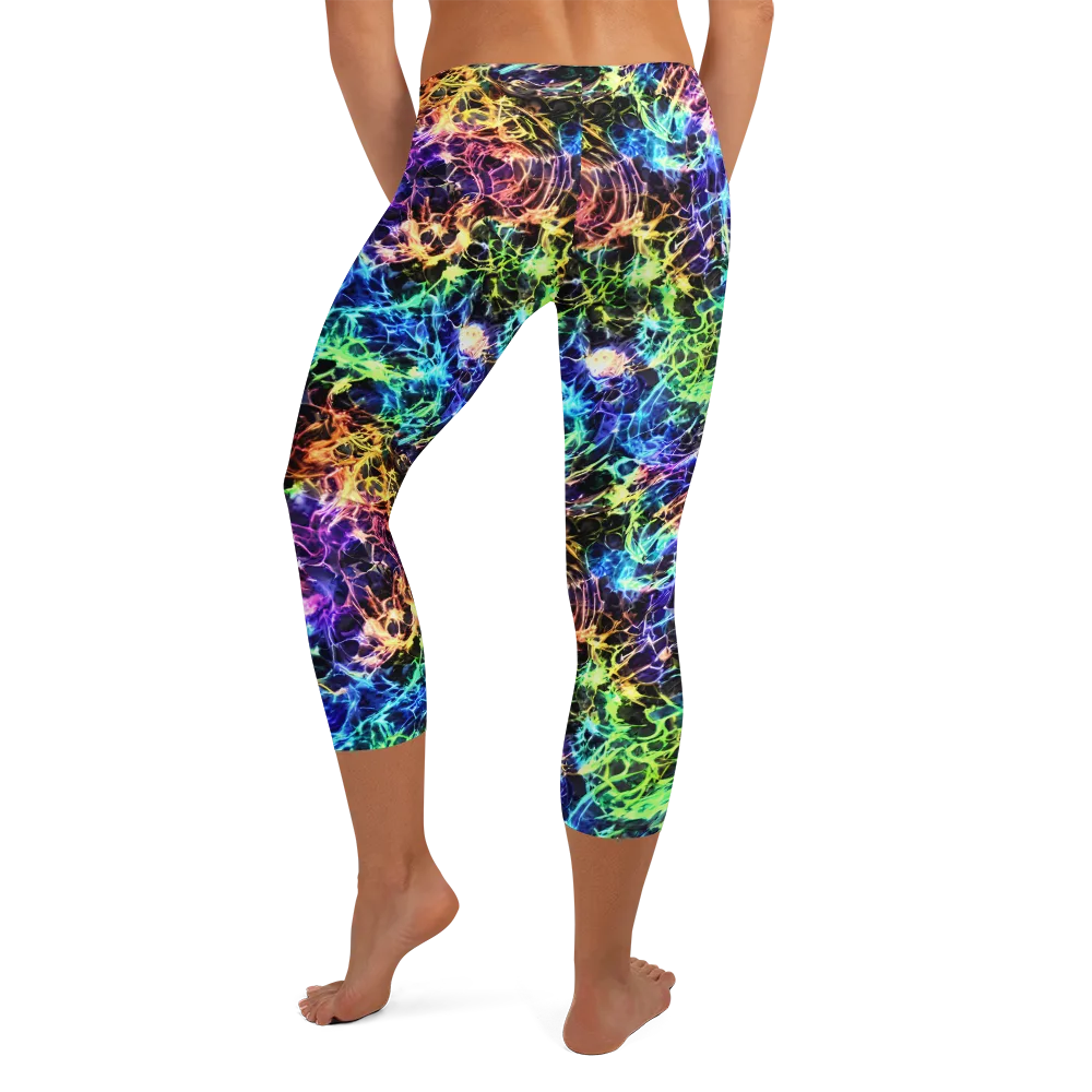 Kaleidoscope Storm on Capri Leggings — Back