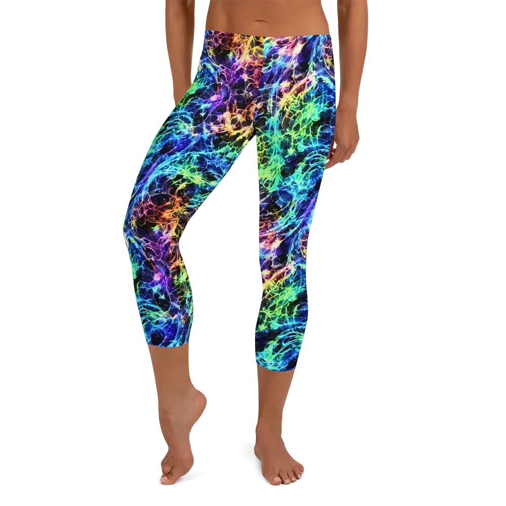 Kaleidoscope Storm on Capri Leggings — Front