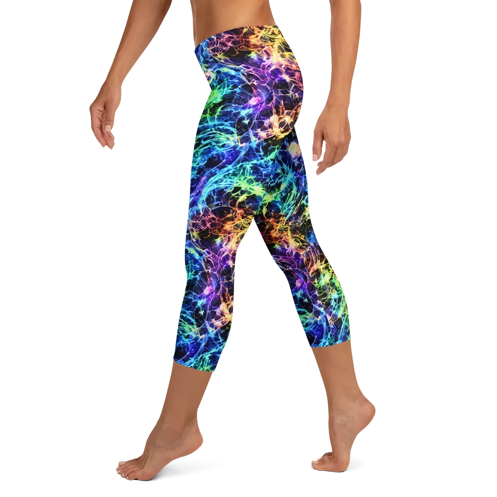 Kaleidoscope Storm on Capri Leggings — Left