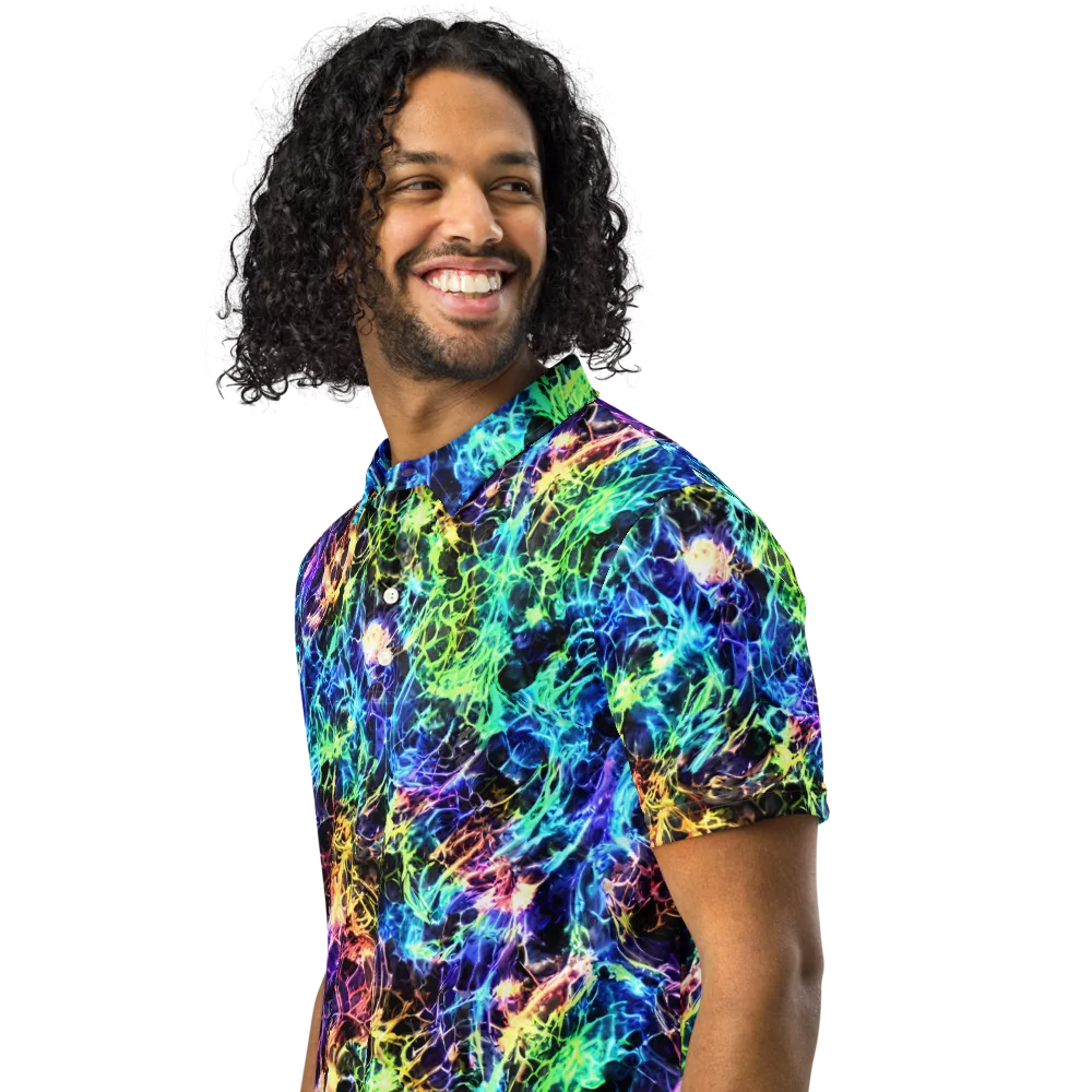 Kaleidoscope Storm on Men's Slim Fit Polo Shirt — Left Front