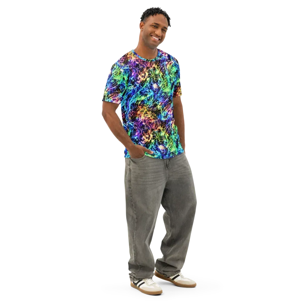 Kaleidoscope Storm on Men's Cotton Crew Neck T-Shirt — Right Front