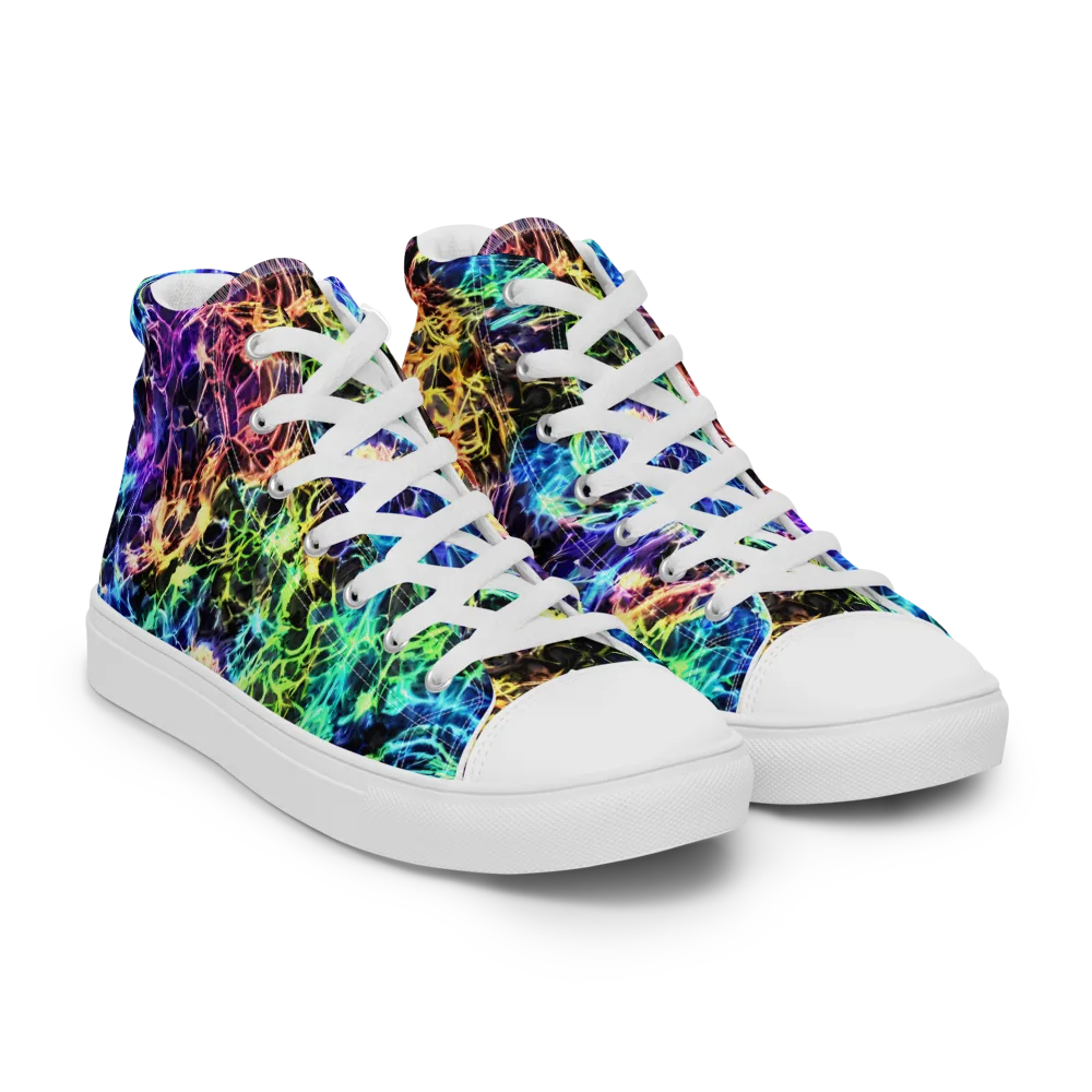 Kaleidoscope Storm on Men's High Top Canvas Shoes — Right Front