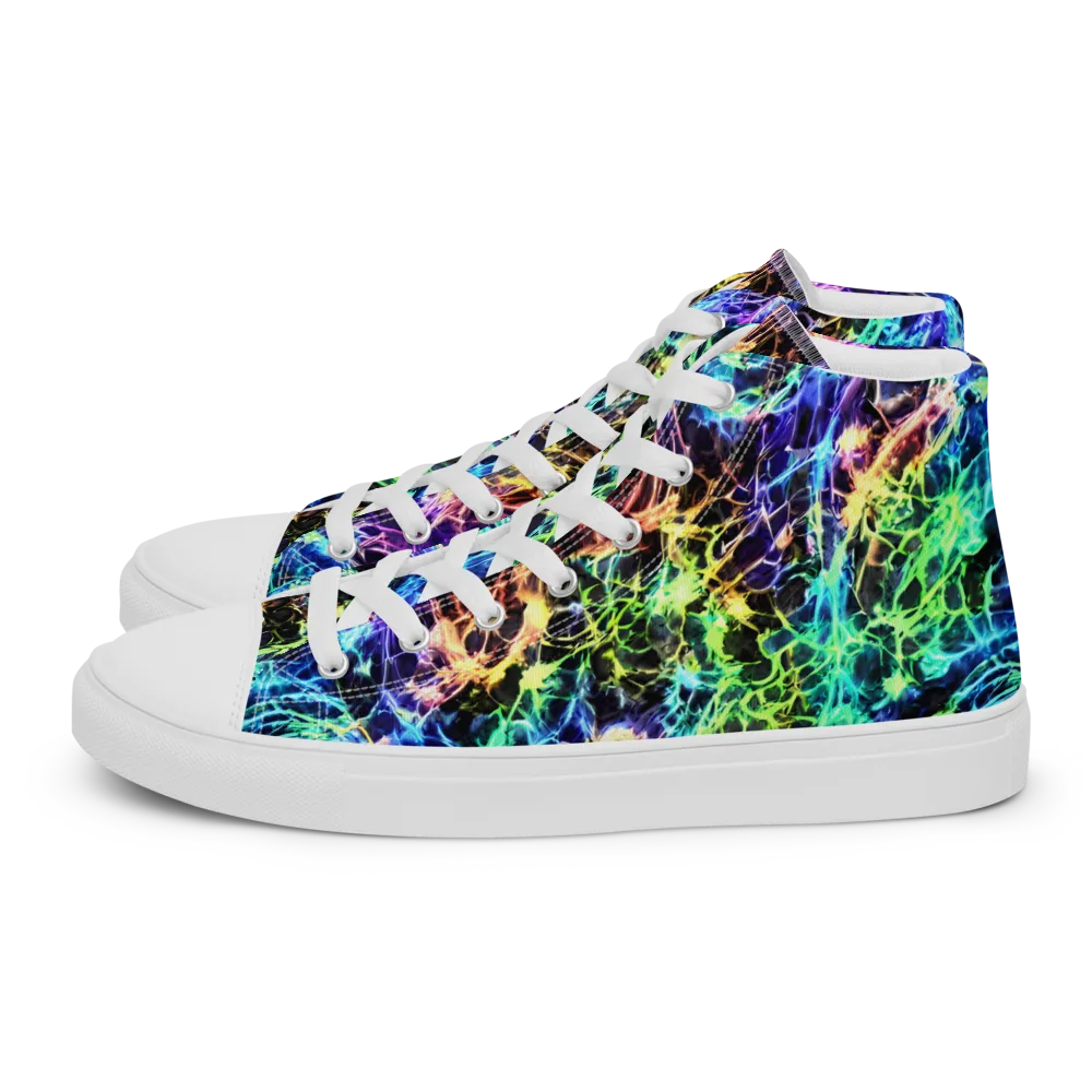 Kaleidoscope Storm on Men's High Top Canvas Shoes — Left