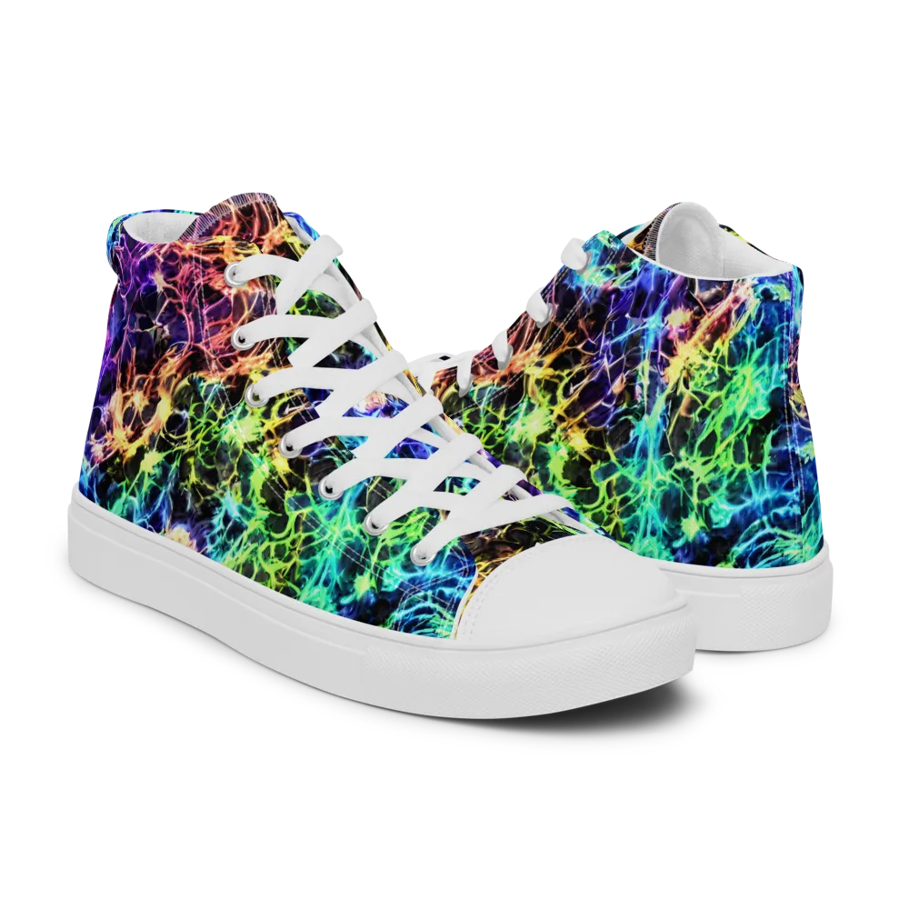 Kaleidoscope Storm on Men's High Top Canvas Shoes — Right