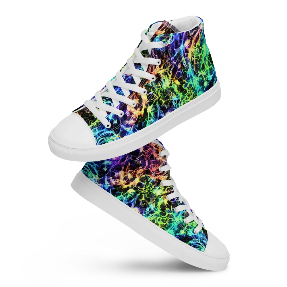 Kaleidoscope Storm on Men's High Top Canvas Shoes — Front