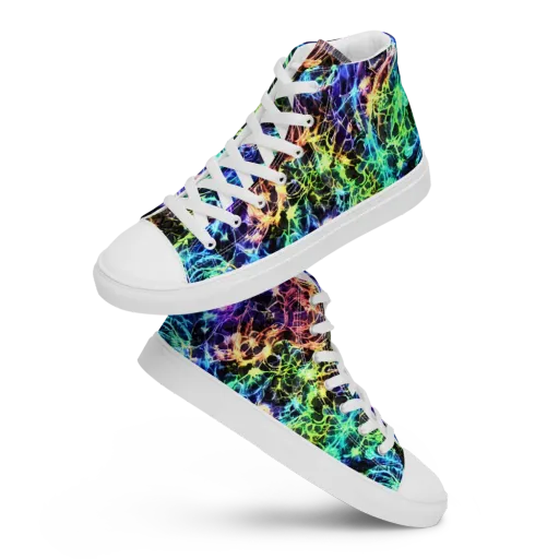 Kaleidoscope Storm on a Men's High Top Canvas Shoes