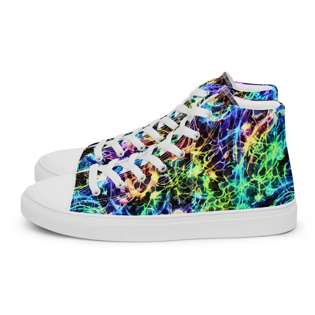 Kaleidoscope Storm on Women's High Top Canvas Shoes — Left